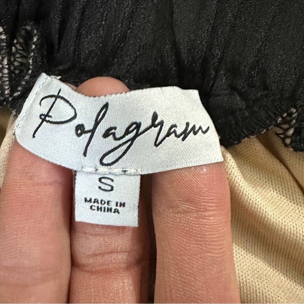 Polagram Black Embroidered Lace Maxi Skirt over Nude Lining - Picture 7 of 9